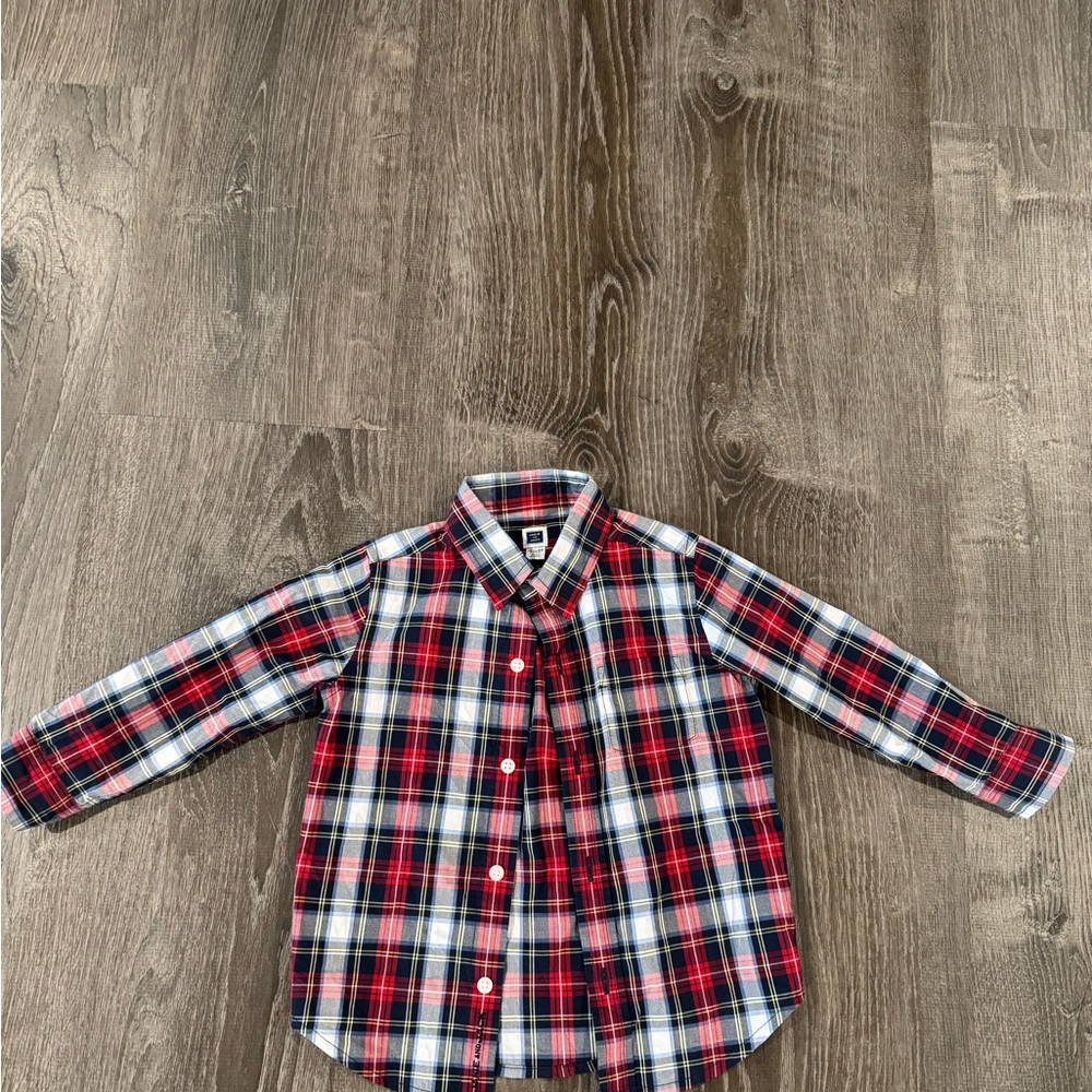 Janie and Jack Red and Blue Plaid Button Down Shirt
